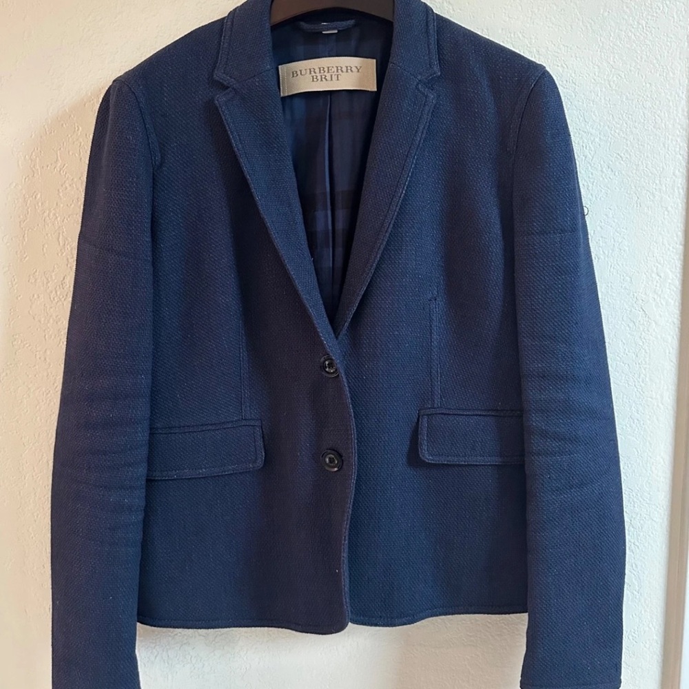 Burberry Blue Blazer Jacket Size US 12